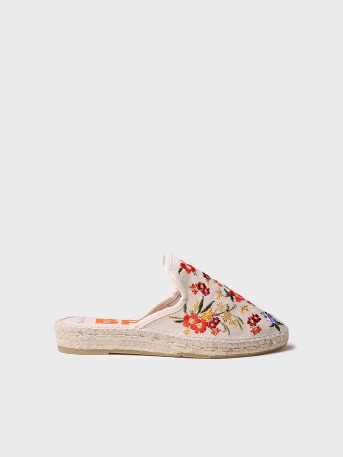 Geborduurde espadrille met open rug voor dames | CULIP