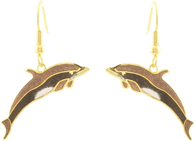Behave - Oorhangers dames - dolfijnmotief - bruin - 1 cm