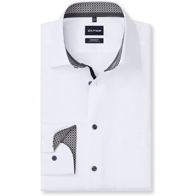 OLYMP Luxor Overhemd, Modern Fit, New Kent, Wit