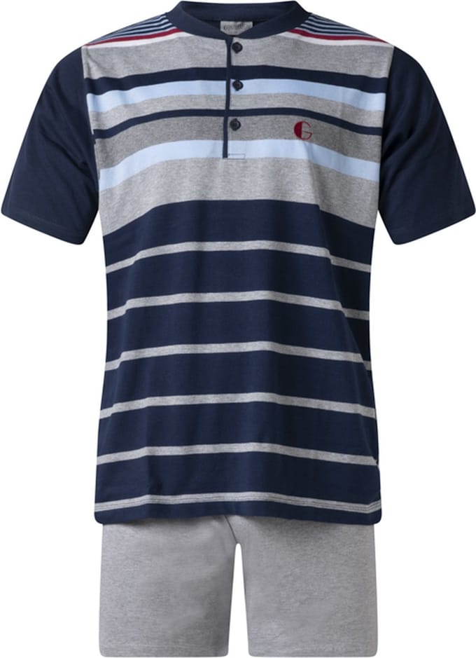 Gentlemen - heren shortama 114257 - knoophals - grey melange - maat M