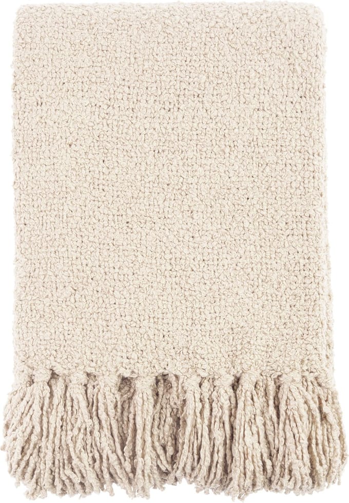 Mistral Home - PLAID - bouclé - 130 x 170 cm - effen kleur - Écru- Duurzaam