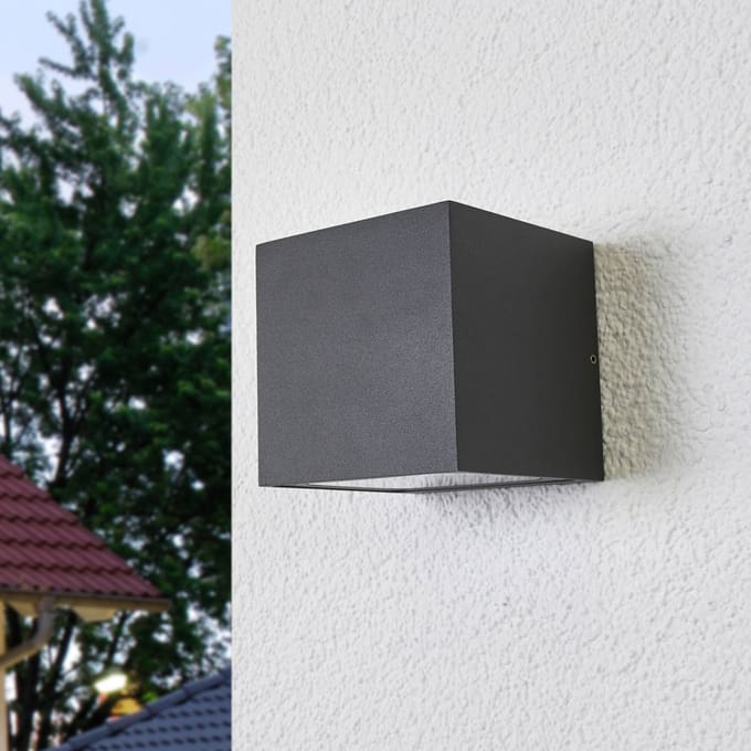 Lucande LED buiten wandlamp Merjem, 12 cm, down, IP54