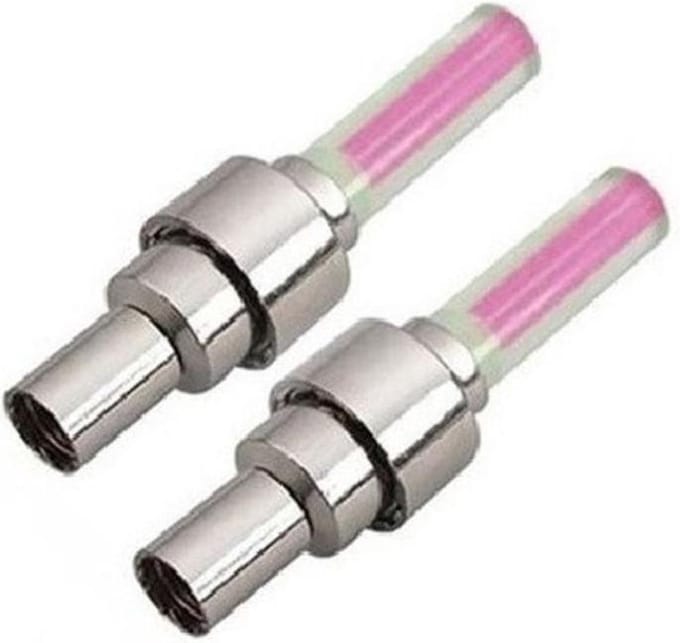 Fietswielverlichting firefly ventiel LED lampjes roze 2 stuks