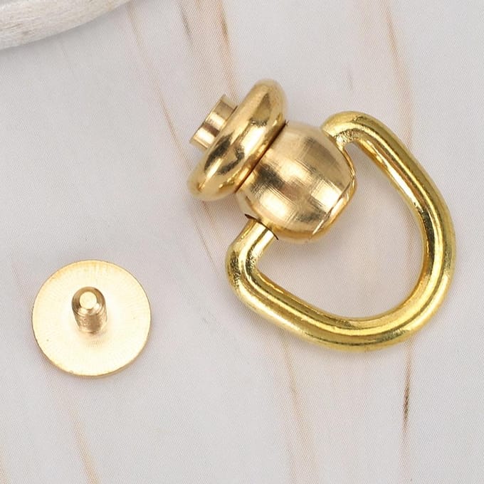 5 Sets D-ring Klinknagels Messing Nagel Chicago Stud Schroef Leerbewerking Parfum Bel Goud 10x5mm beige