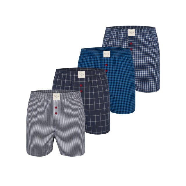 Phil & Co Heren Wijde Boxershorts Mulitpack 4-Pack Donkerblauw - Maat L