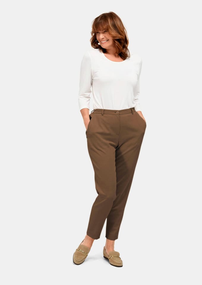 Comfortabele ribbroek classic model - bruin - Gr. 44 van Goldner Fashion