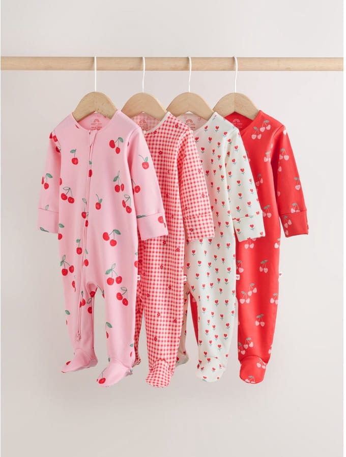 Next - Meisjes - Set van 4 babypyjama's met tweewegritssluiting - Roze
