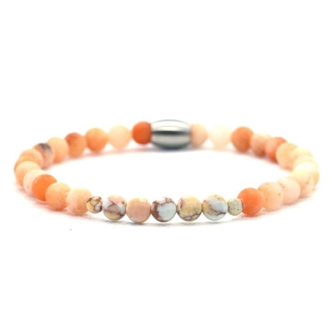 Ibizamen - Heren armband - oranje - agaat - 6mm