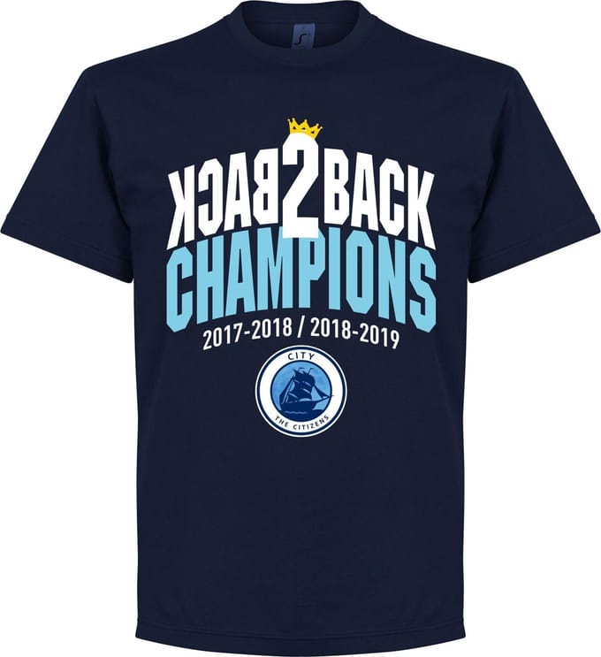 City Back to Back Champions T-Shirt - Navy - XL