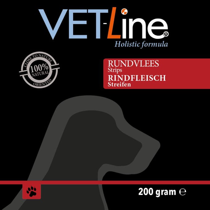 VETLINE - Rundvlees Strips 200g – Eiwitrijke, natuurlijke hondensnack