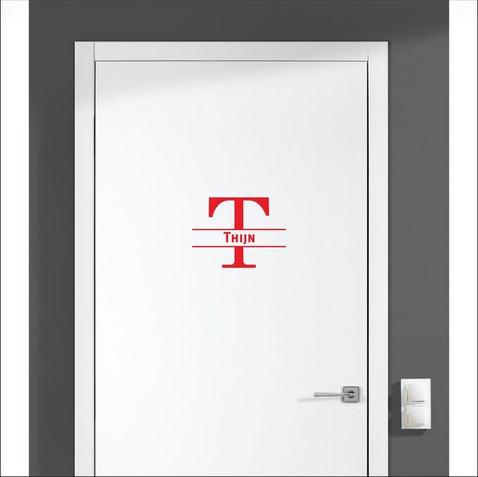 Deursticker Met Naam -  Thijn - Rood