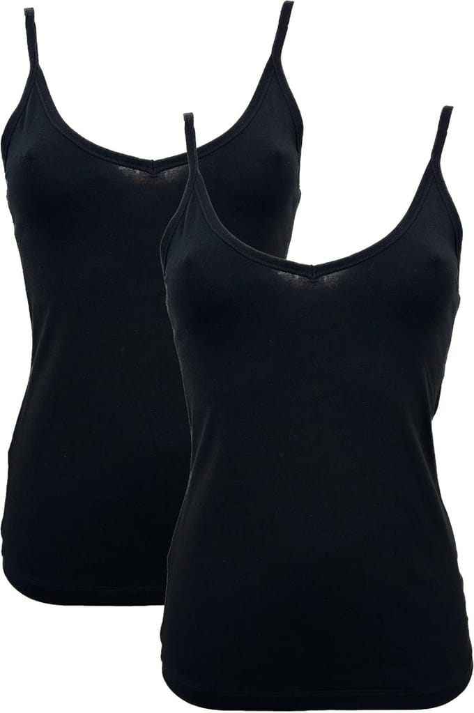 After Eden My Basic Singlet katoenen 2-pack Dames Ondershirt - Zwart - Maat M