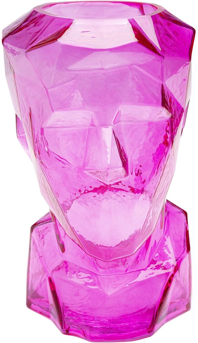 Vaas Prisma gezicht roze 30cm Kare Design
