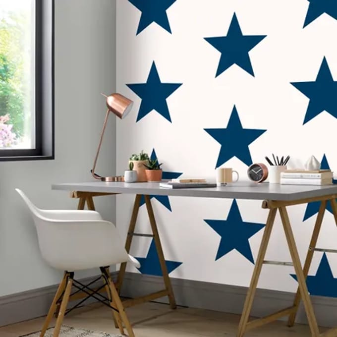 Noordwand - Behang - Friends - & - Coffee - Big - Stars - blauw - en - wit