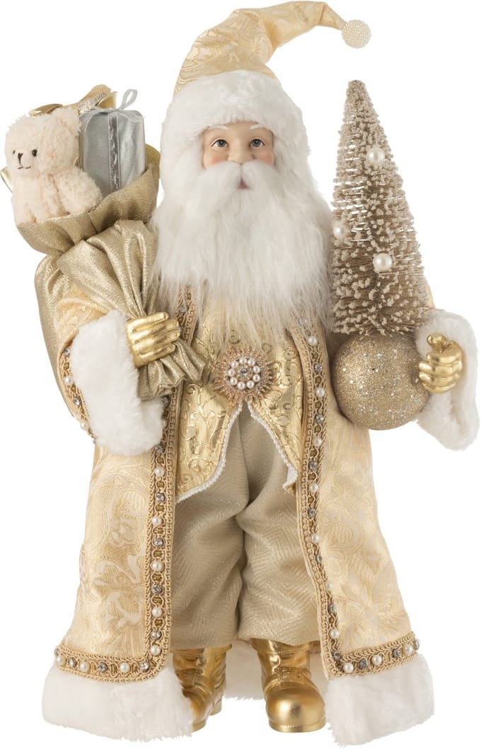 J-Line figuur Kerstman - polyresin/textiel - goud