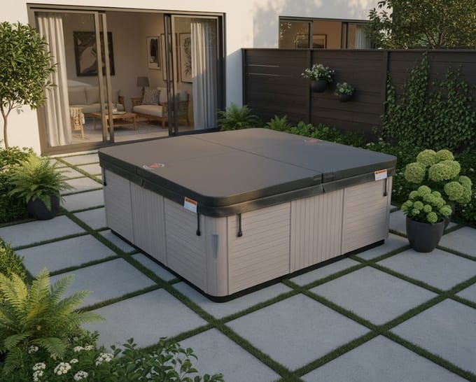 Luxe Hoek-Whirlpool - 228x228 cm - Hydro Massage - Vrijstaand - Novihome