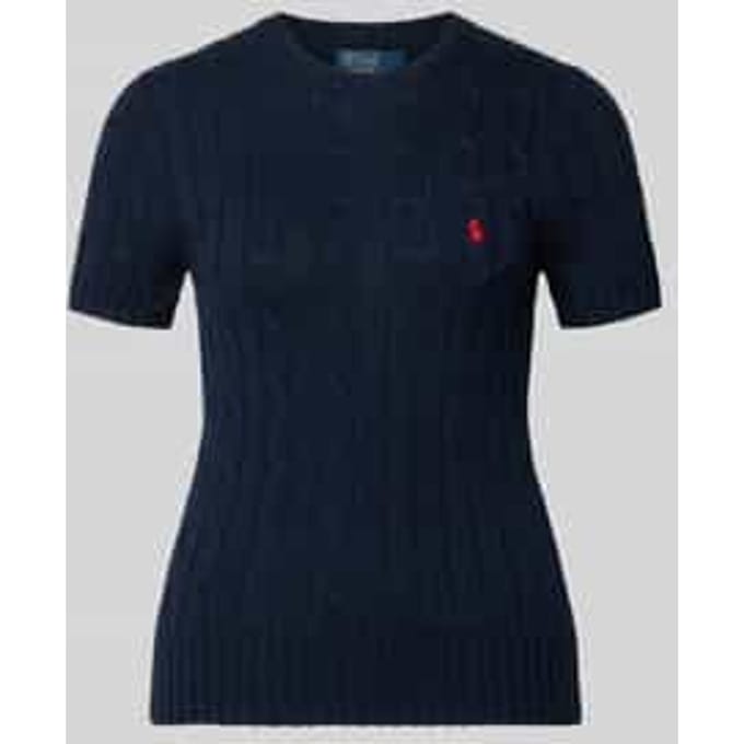 Slim fit pullover met korte mouwen met labelstitching