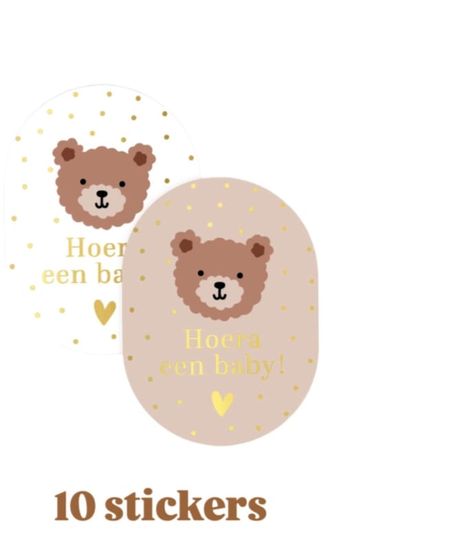 10x Sticker Little Bears ovaal- beren - Sluitsticker