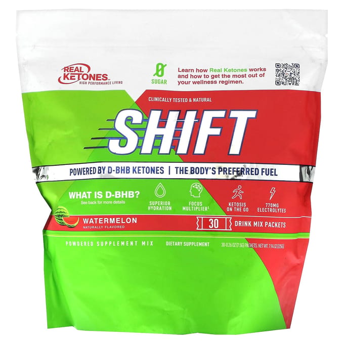 Real Ketones, Shift, Pastèque, Mélange pour boisson 30 sachets, 7,5 g (0,26 oz) chaque