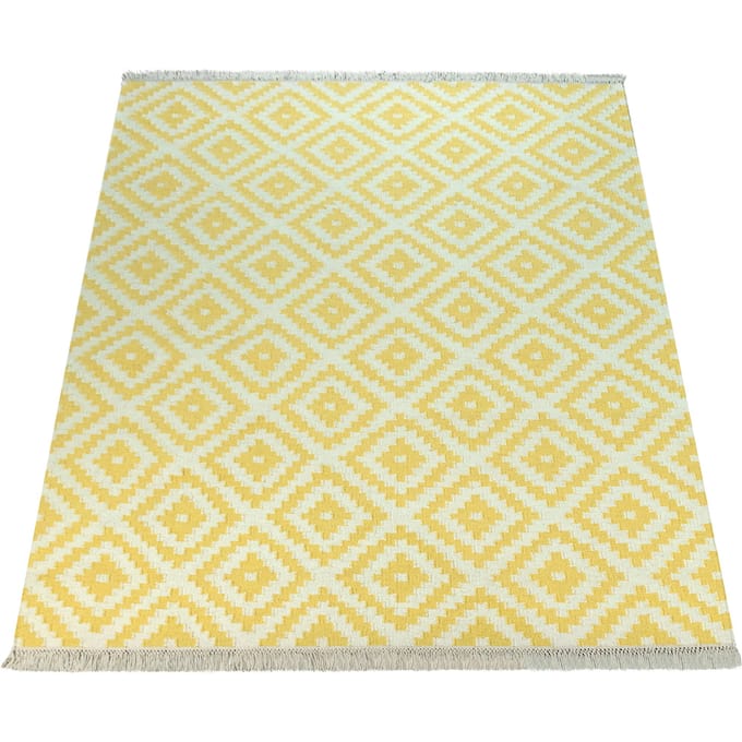 Wollen tapijt Kenolia geel 60x110 cm
