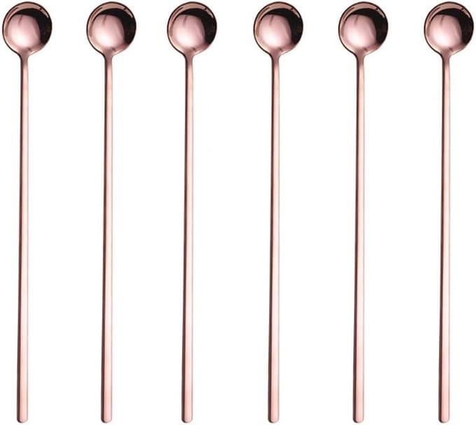 IJslepel Set van 6 - Roestvrij Staal Cocktaillepels en Yoghurtlepels