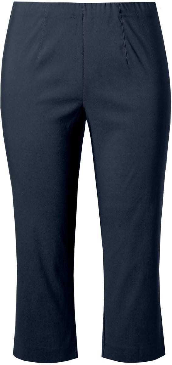 Ulla Popken - Dames - Bengalin broek kuitlang elastische tailleband stretch - Marine - Maat 42