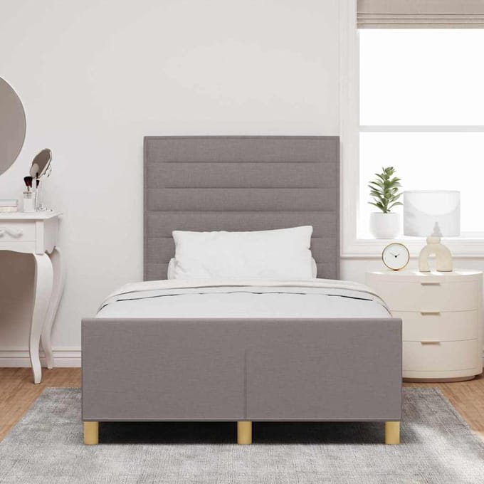 vidaXL - Bedframe - met - hoofdeinde - Taupe - 120 - x - 200 - cm - Stof