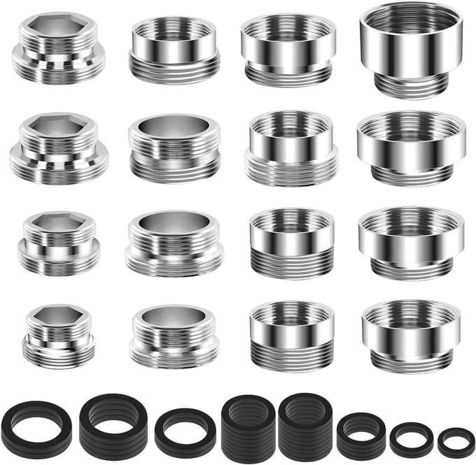 Adapter set voor waterfilter - 16-delig - messing - schroefdraad aansluiting - keuken - tuinslang - waterfilteradapter - kraanadapter.