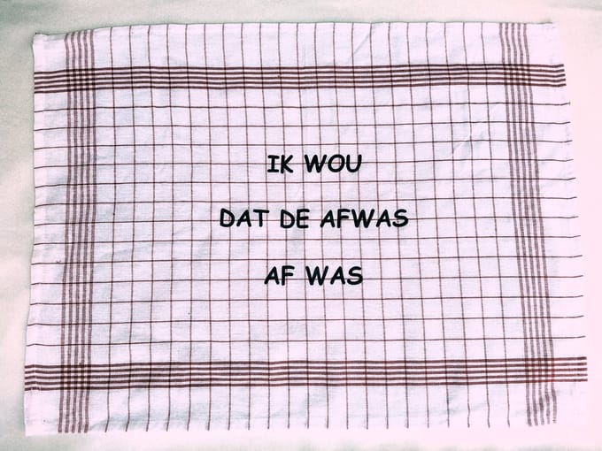 Theedoek "IK WOU DAT DE AFWAS AF WAS"- Set van 2 stuks - 100% katoen - 69x50cm