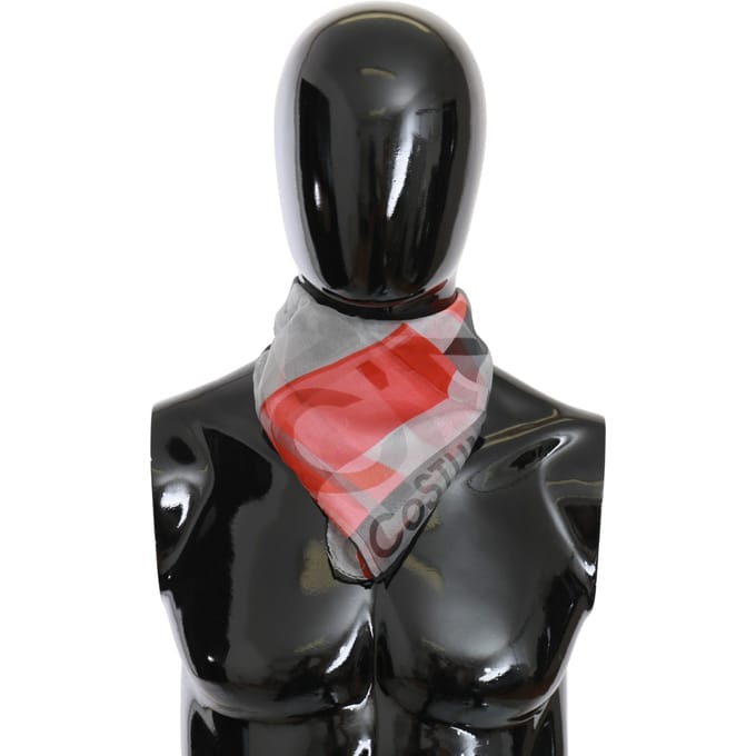 Costume National Dames sjaal rood 100% zijde gemerkt grijs