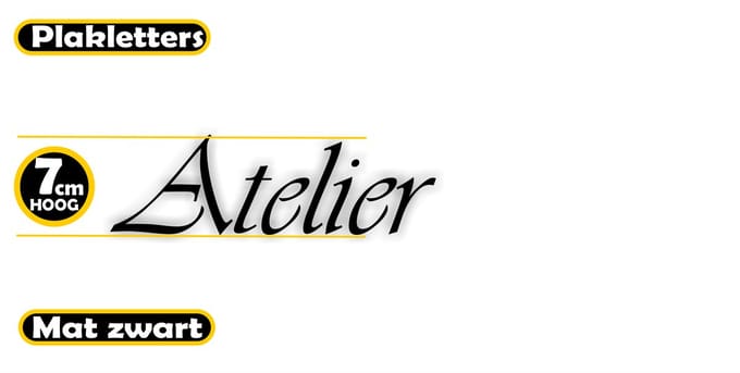 Atelier. Deursticker plakletters.