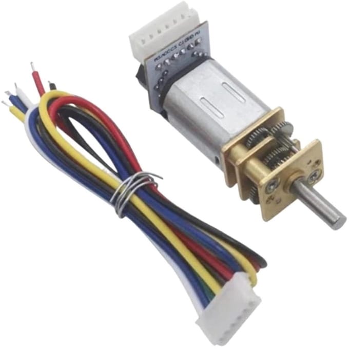 DC Motor met Encoder - Mini Motor - Robotica Projecten - D-as - 100rpm - Metaal