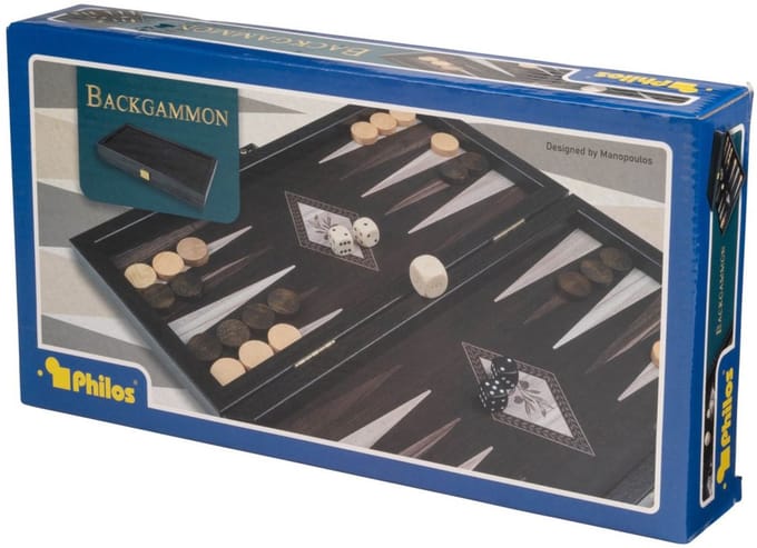 Philos Backgammon spel Kassette Skariana Klein reisspel.
