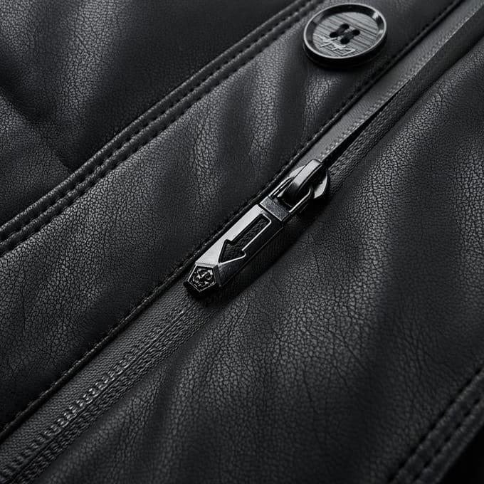 Donsjack Heren Verdikt Warm Mid-lengte Jas Vossenbont Kraag Middelbare leeftijd Papa's Kleding Echte Leren Jas Heren Los 2XL black
