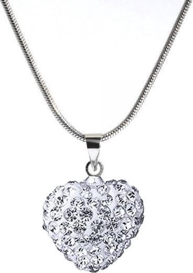 Fako Bijoux® - Ketting - Disco Dots - Hart - Wit