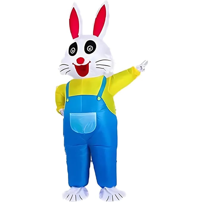 Opblaasbaar Paashaas Kostuum, Volwassenen 150-190cm blauw