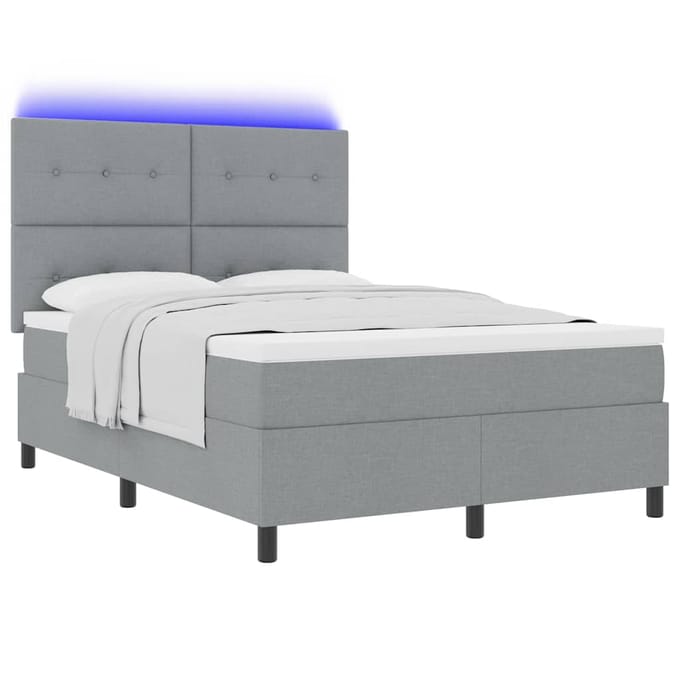 vidaXL - Boxspring - bed - met - hoofdeinde - Lichtgrijs - 160 - x - 200 - cm - Stof