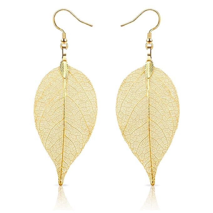 Dames oorhangers Blad oorbellen Leaf Goudkleurig