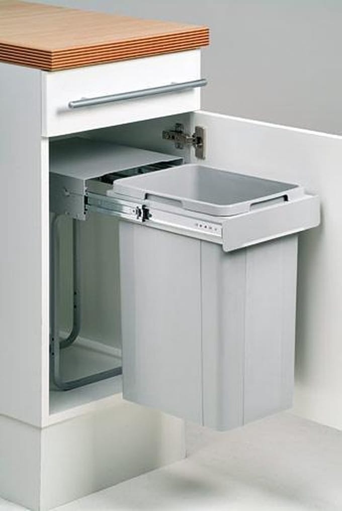 Wesco Bio Single Inbouw Prullenbak -  26 l - Grijs