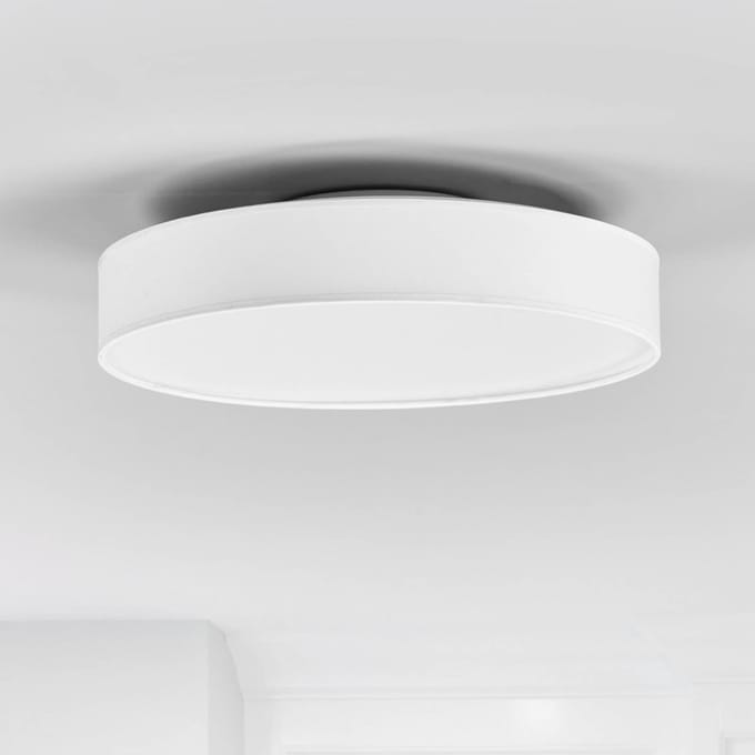 Lindby LED plafondlamp Saira, Ø 40 cm, wit, textiel