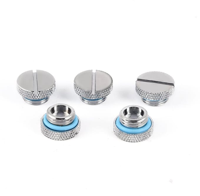 Cosensi- Waterkoeling Fitting 5pcs - Waterkoeling Plug - Messing G 1/4 Schroef-in Waterstop Plug - Duurzaam - Compact - Glanzende Afwerking