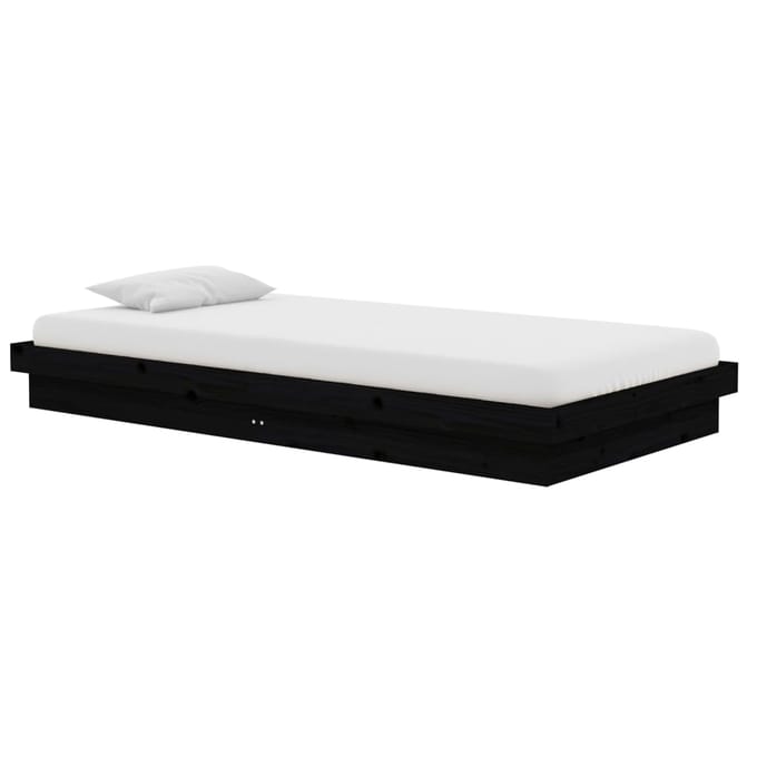 vidaXL - Bedframe - massief - hout - zwart - 100x200 - cm
