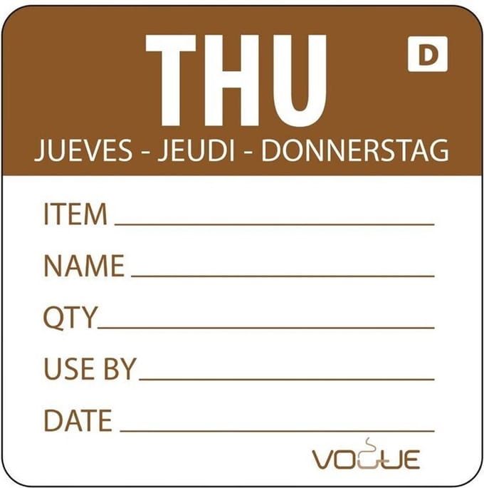 Hygiplas oplosbare kleurcode voedseletiketten donderdag (250 stuks)