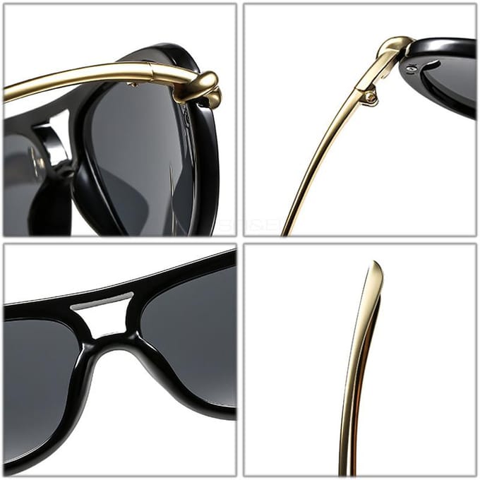 Populaire Mode Dubbele Brug Pilot Bril Dames Zonnebril Designer Ovalen Holle Glazen UV400 Gafas De Sol 1PC