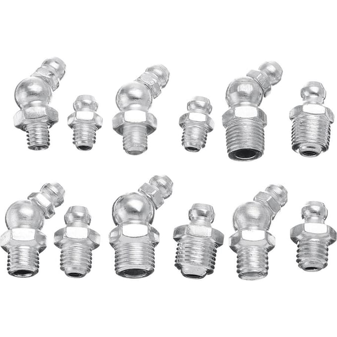 130 Stuks Hydraulische Smeernippels Gegalvaniseerd Metaal Smeernippel Fitting Assortimentsets Fitting Metrisch Imperiaal BSP UNF zilver