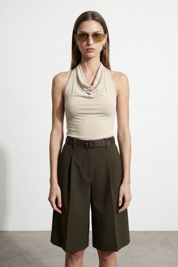 Mouwloze Blouse met Col en Strik