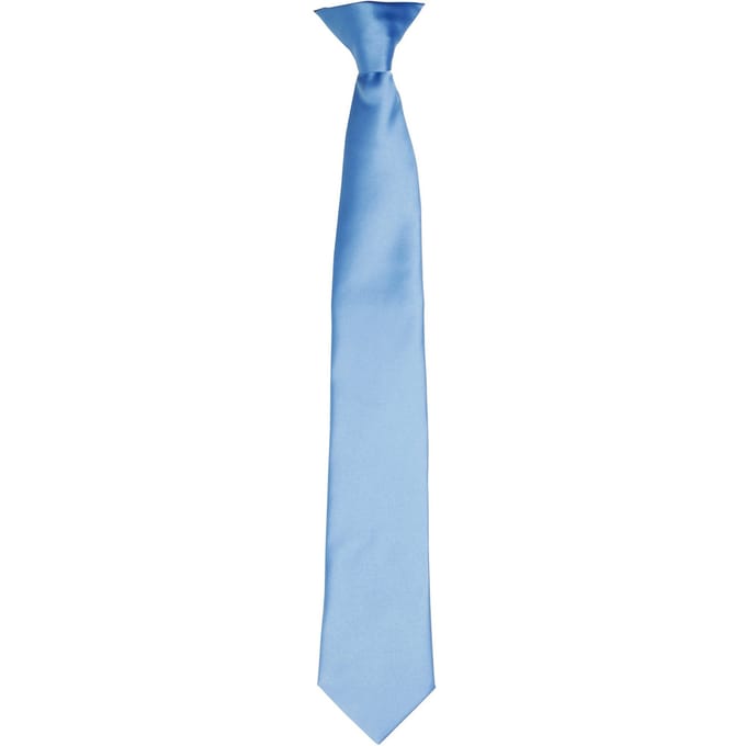 Premier Kleuren Heren Satin Clip Tie (Middenblauw)