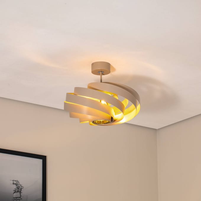 Euluna - plafondlamp - 1licht - Metaal - H: 37 cm - E27 - beige