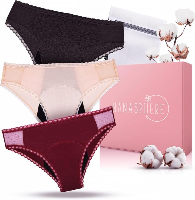 Set van 3 Wasbare Ultra-Absorberende Menstruatieslips met Waszak voor Zware Bloeding