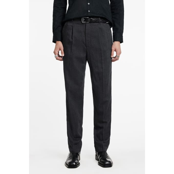 John Varvatos Slim Fit Pleated Pants Carbon Grey Size: 52 | Tailored Pants Outlet | Heren | Grijs